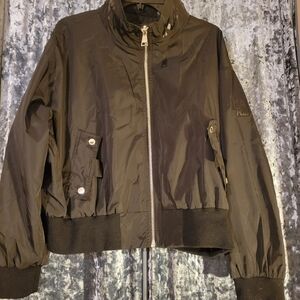 Karl Lagerfeld Black Bomber Jacket with Varsity Style